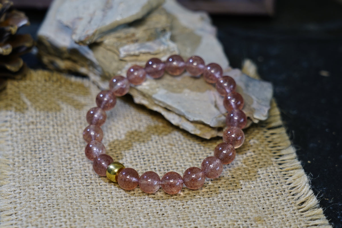 Strawberry Quartz Bracelet | Natural 8mm Stretch Beads