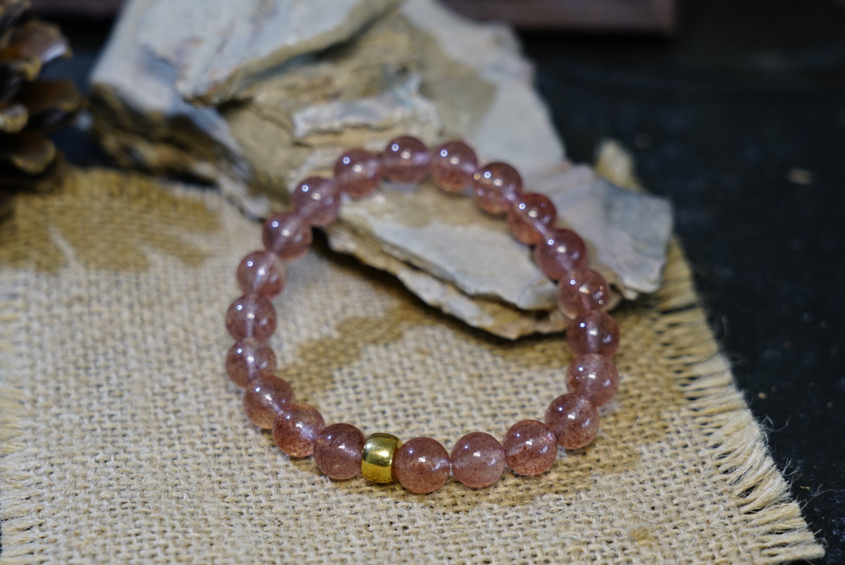 Strawberry Quartz Bracelet | Natural 8mm Stretch Beads