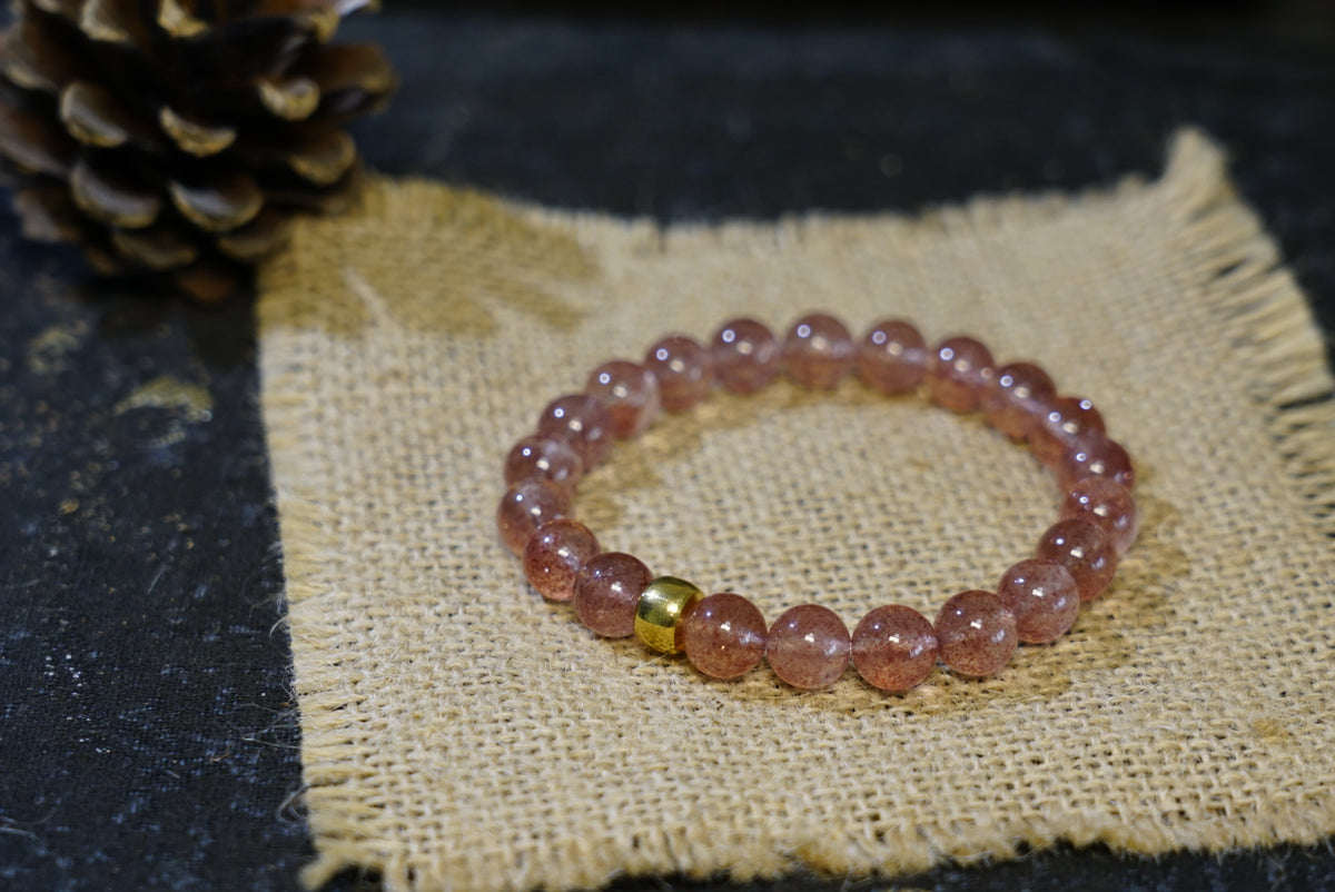 Strawberry Quartz Bracelet | Natural 8mm Stretch Beads