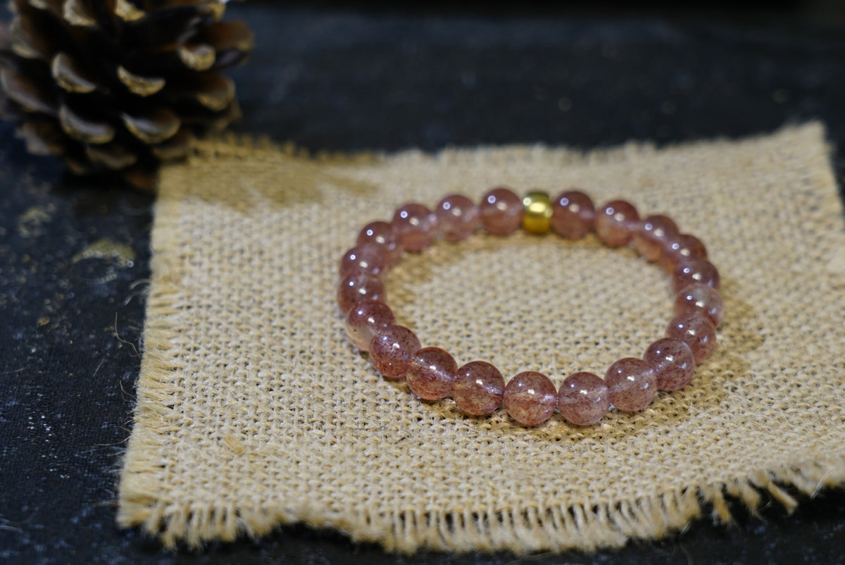 Strawberry Quartz Bracelet | Natural 8mm Stretch Beads