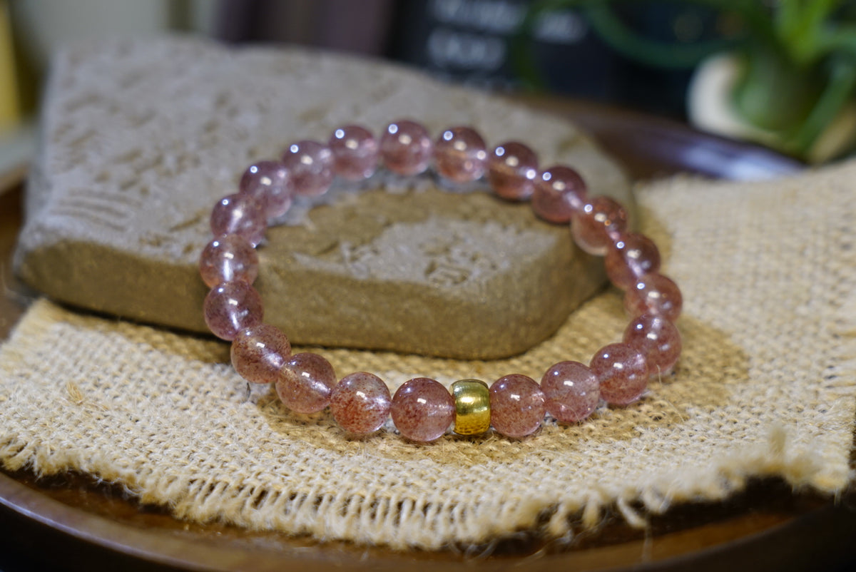 Strawberry Quartz Bracelet | Natural 8mm Stretch Beads