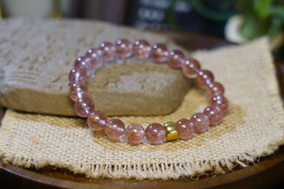 Strawberry Quartz Bracelet | Natural 8mm Stretch Beads
