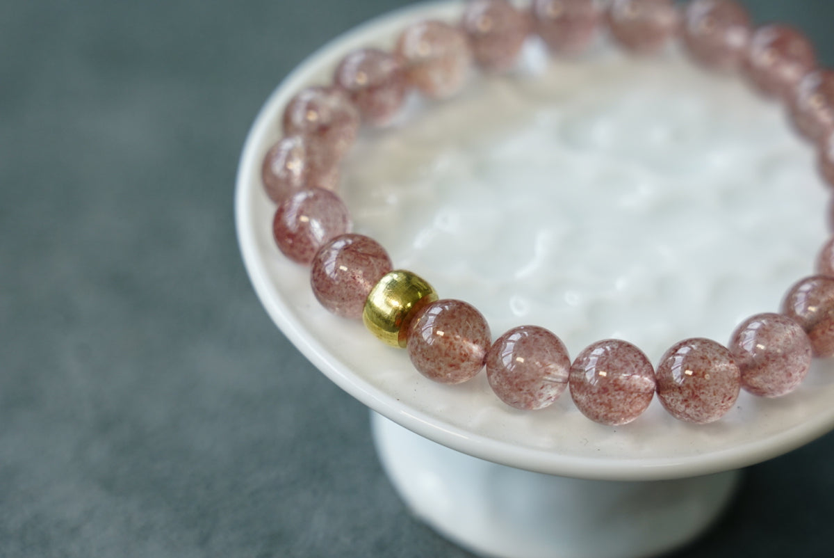 Strawberry Quartz Bracelet | Natural 8mm Stretch Beads