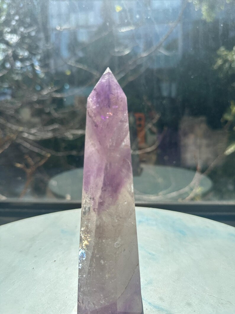 Natural Brazilian Phantom Amethyst Tower with Rainbow, Exact Piece #11 — view 2