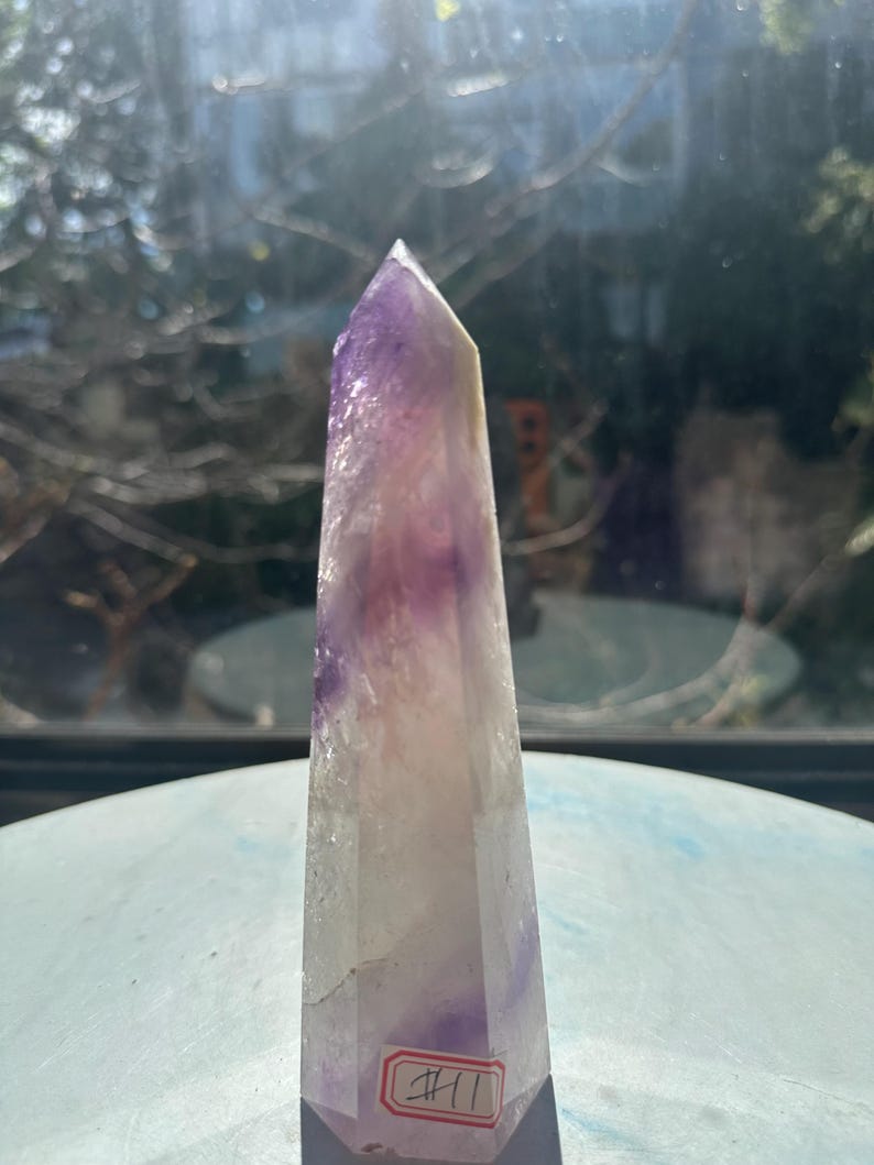Natural Brazilian Phantom Amethyst Tower with Rainbow, Exact Piece #11 — view 3