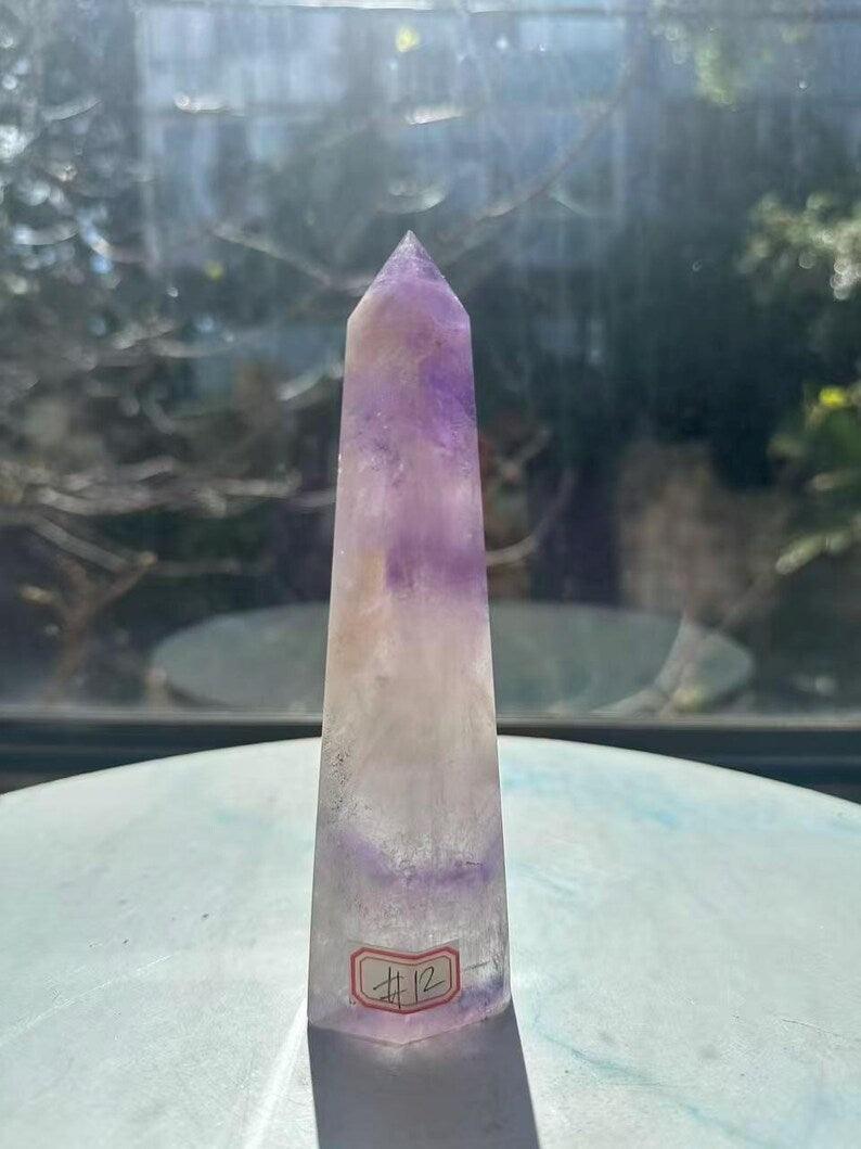 Natural Brazilian Phantom Amethyst Tower with Rainbow, Exact Piece #12 — view 2