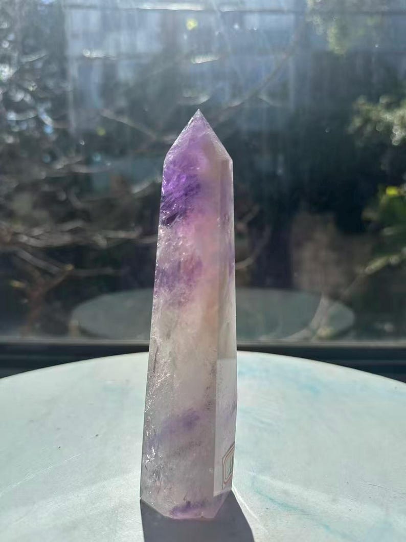 Natural Brazilian Phantom Amethyst Tower with Rainbow, Exact Piece #12 — view 3