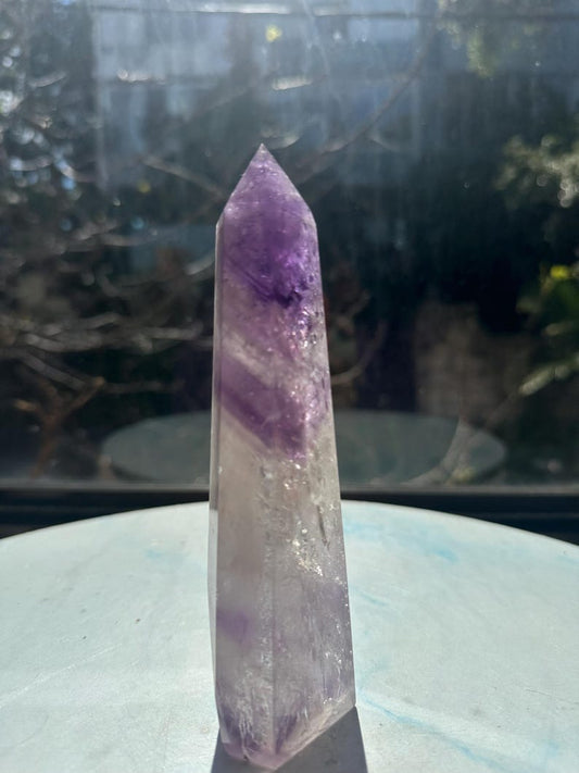 Natural Brazilian Phantom Amethyst Tower with Rainbow, Exact Piece #12