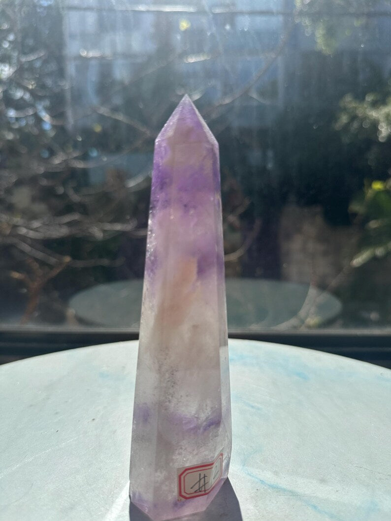 Natural Brazilian Phantom Amethyst Tower with Rainbow, Exact Piece #12 — view 5