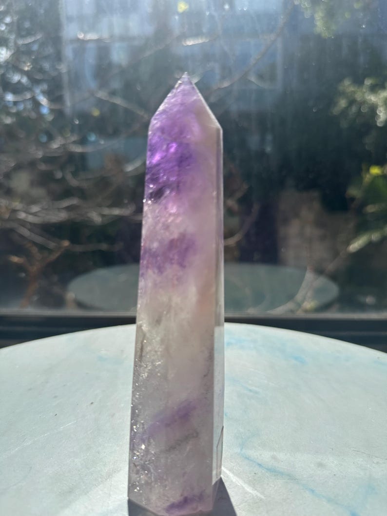 Natural Brazilian Phantom Amethyst Tower with Rainbow, Exact Piece #12 — view 6
