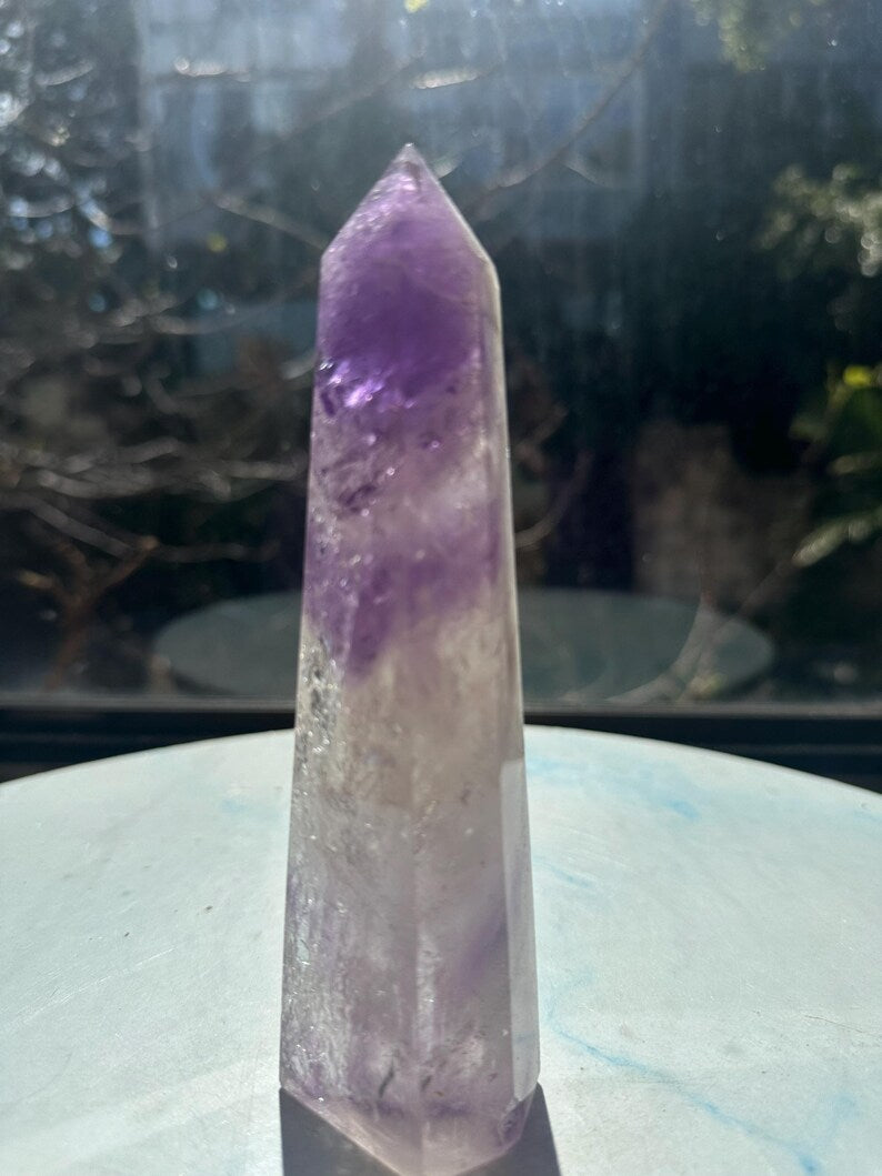 Natural Brazilian Phantom Amethyst Tower with Rainbow, Exact Piece #12 — view 7