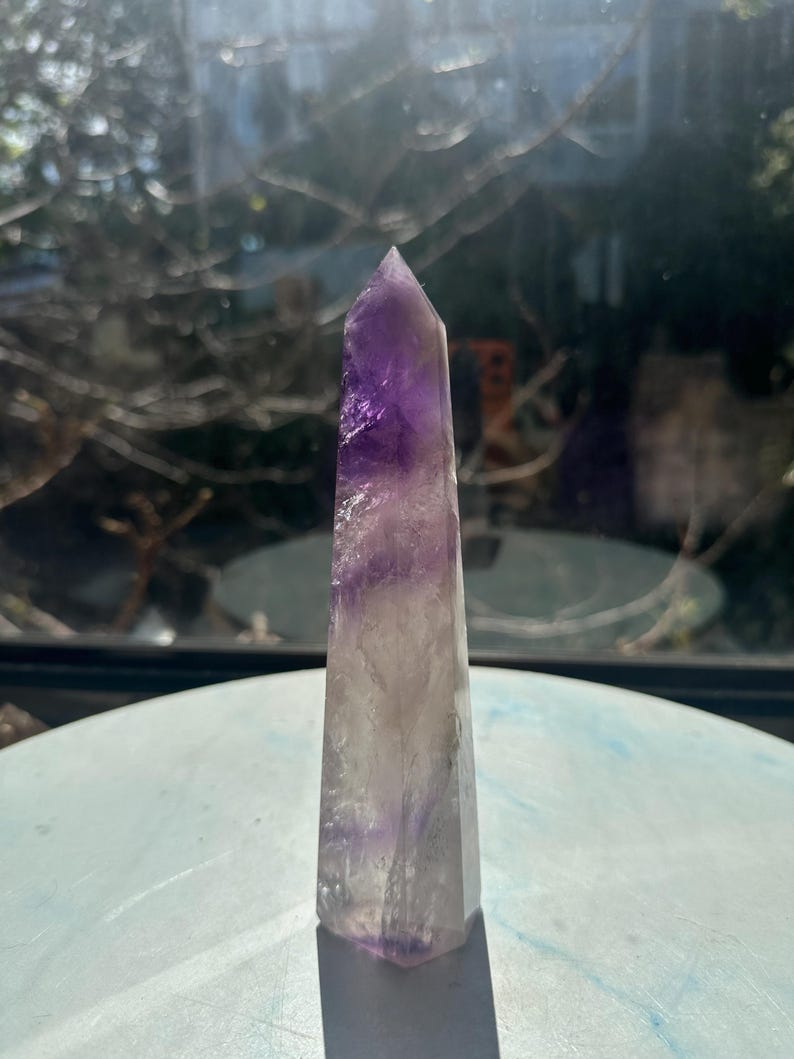 Natural Brazilian Phantom Amethyst Tower with Rainbow, Exact Piece #13 — view 3