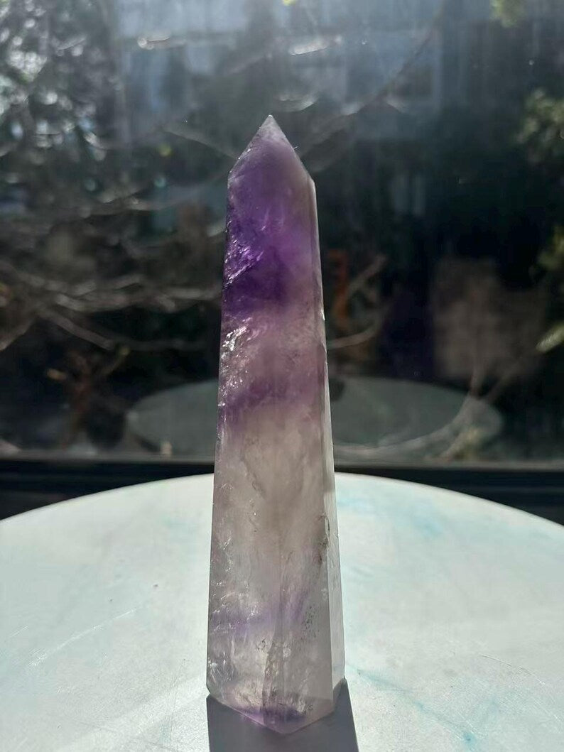 Natural Brazilian Phantom Amethyst Tower with Rainbow, Exact Piece #13 — view 5