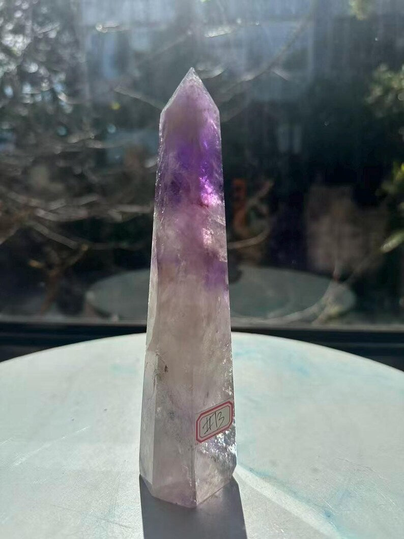 Natural Brazilian Phantom Amethyst Tower with Rainbow, Exact Piece #13 — view 6