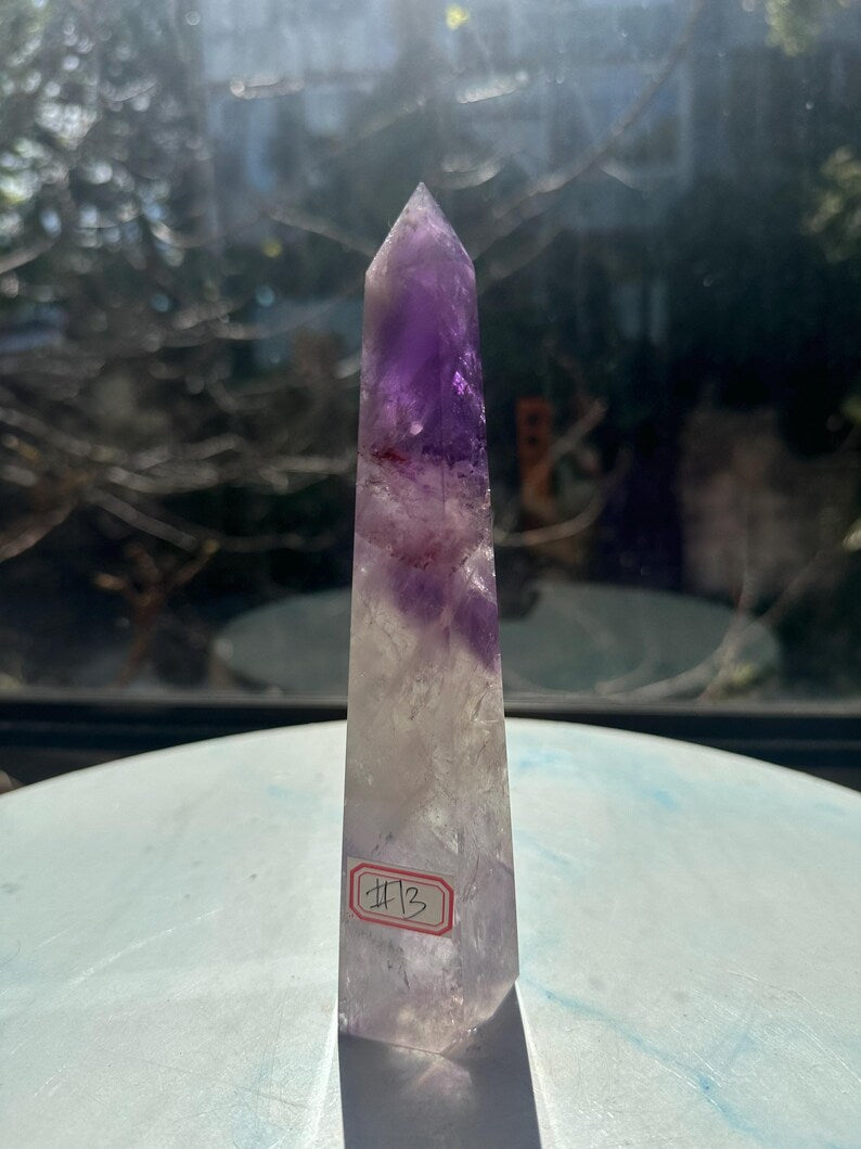 Natural Brazilian Phantom Amethyst Tower with Rainbow, Exact Piece #13 — view 7