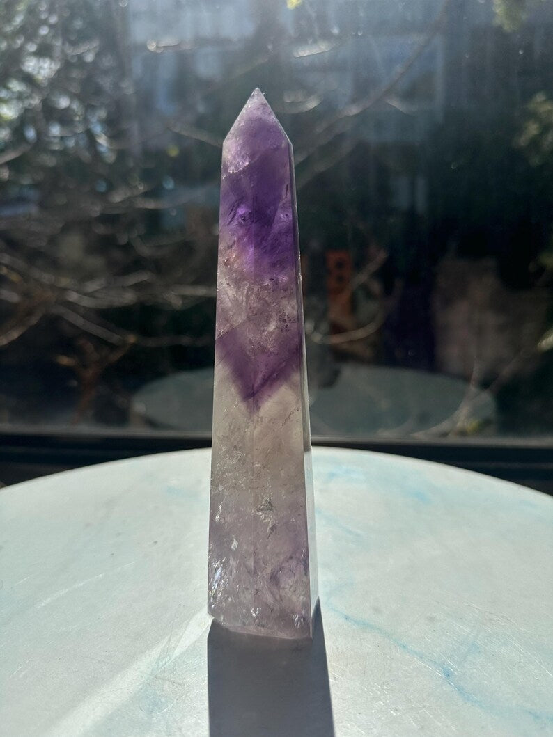 Natural Brazilian Phantom Amethyst Tower with Rainbow, Exact Piece #13 — view 8