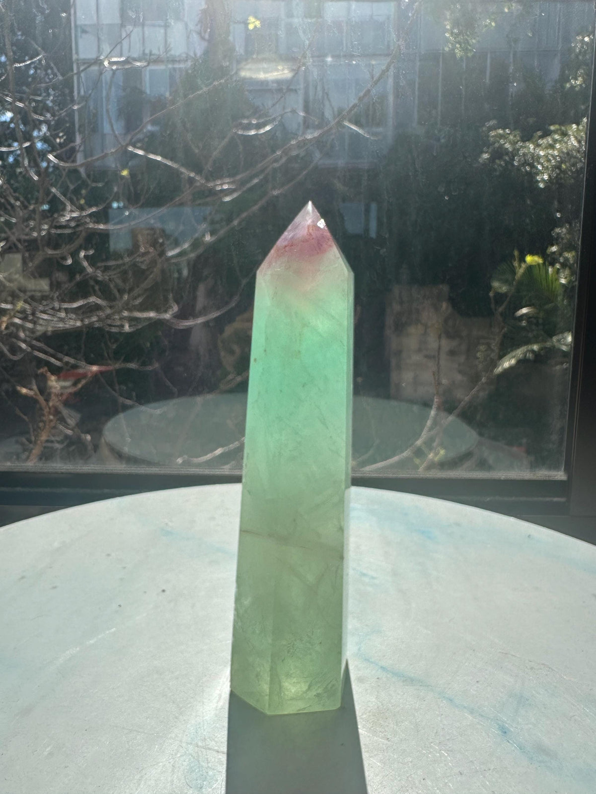 Exact 461g 16cm Watermelon Fluorite tower #11 — view 2