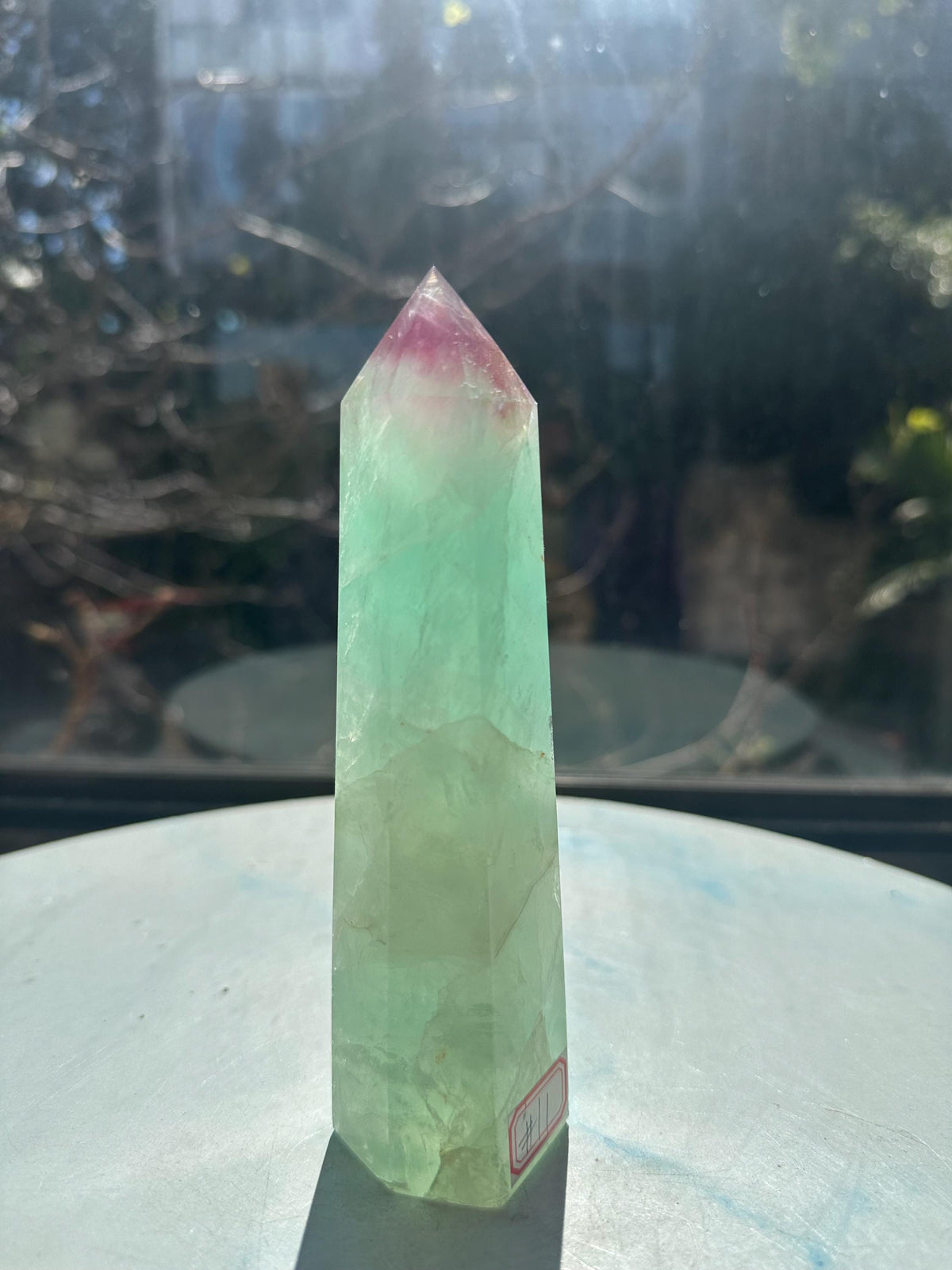 Exact 461g 16cm Watermelon Fluorite tower #11 — view 4