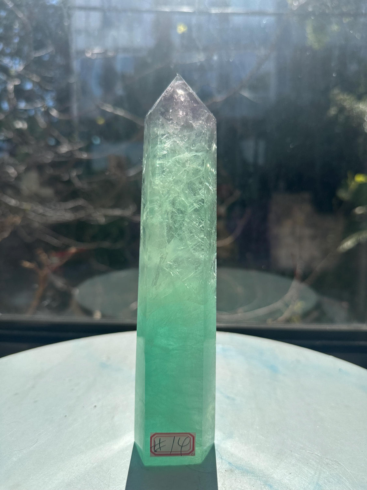 Exact 723g 20cm Watermelon Fluorite tower #14 — view 2