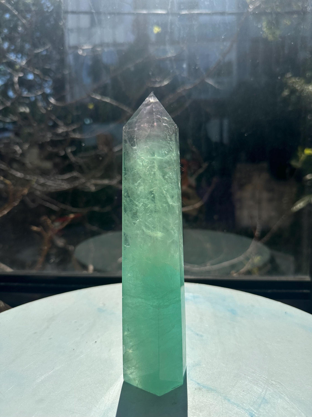 Exact 723g 20cm Watermelon Fluorite tower #14 — view 4