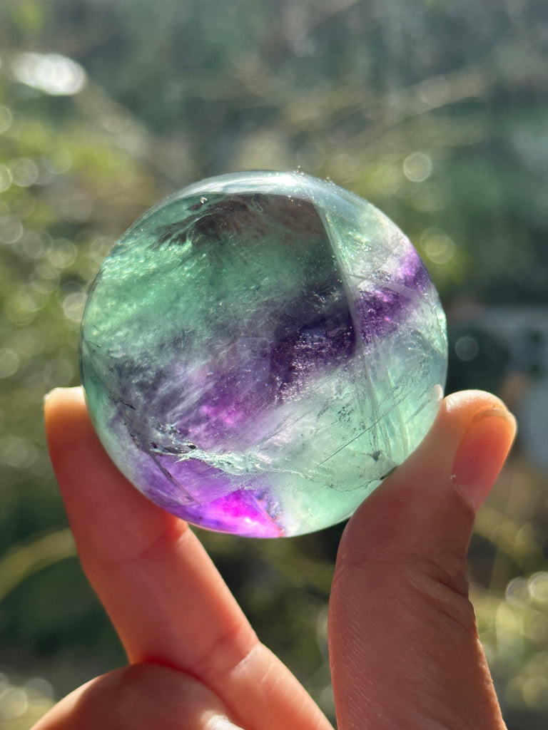 Natural Watermelon Fluorite Crystal Sphere - Healing Stone for Clarity and Emotional Balance
