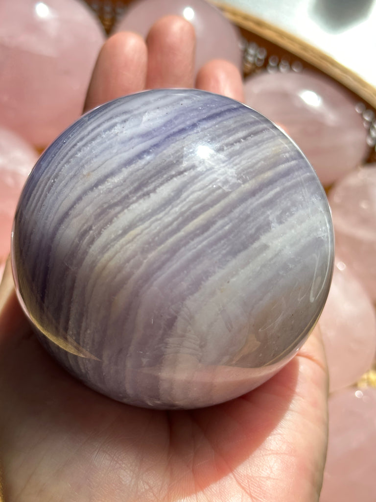 Silky Fluorite Sphere - Enhance Mental Clarity, Focus, and Relaxation with Natural Healing Crystal for Home Decor and Meditation