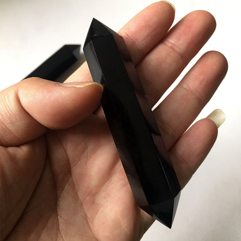 Double Terminated Point Black Obsidian Crystal for Protection