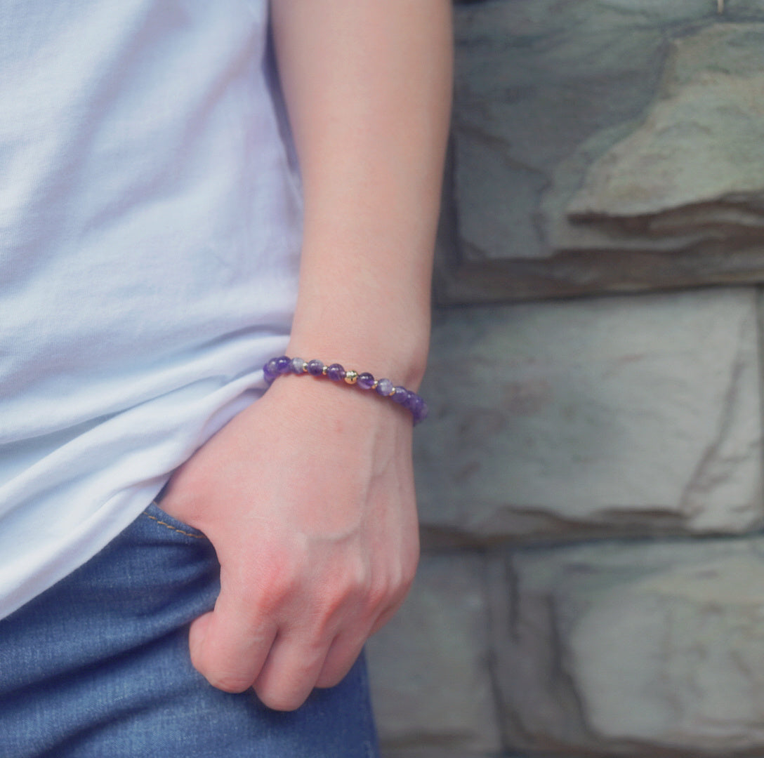 Chevron Amethyst Bead Bracelet, Gold-Filled or Sterling Silver – alternate view 6