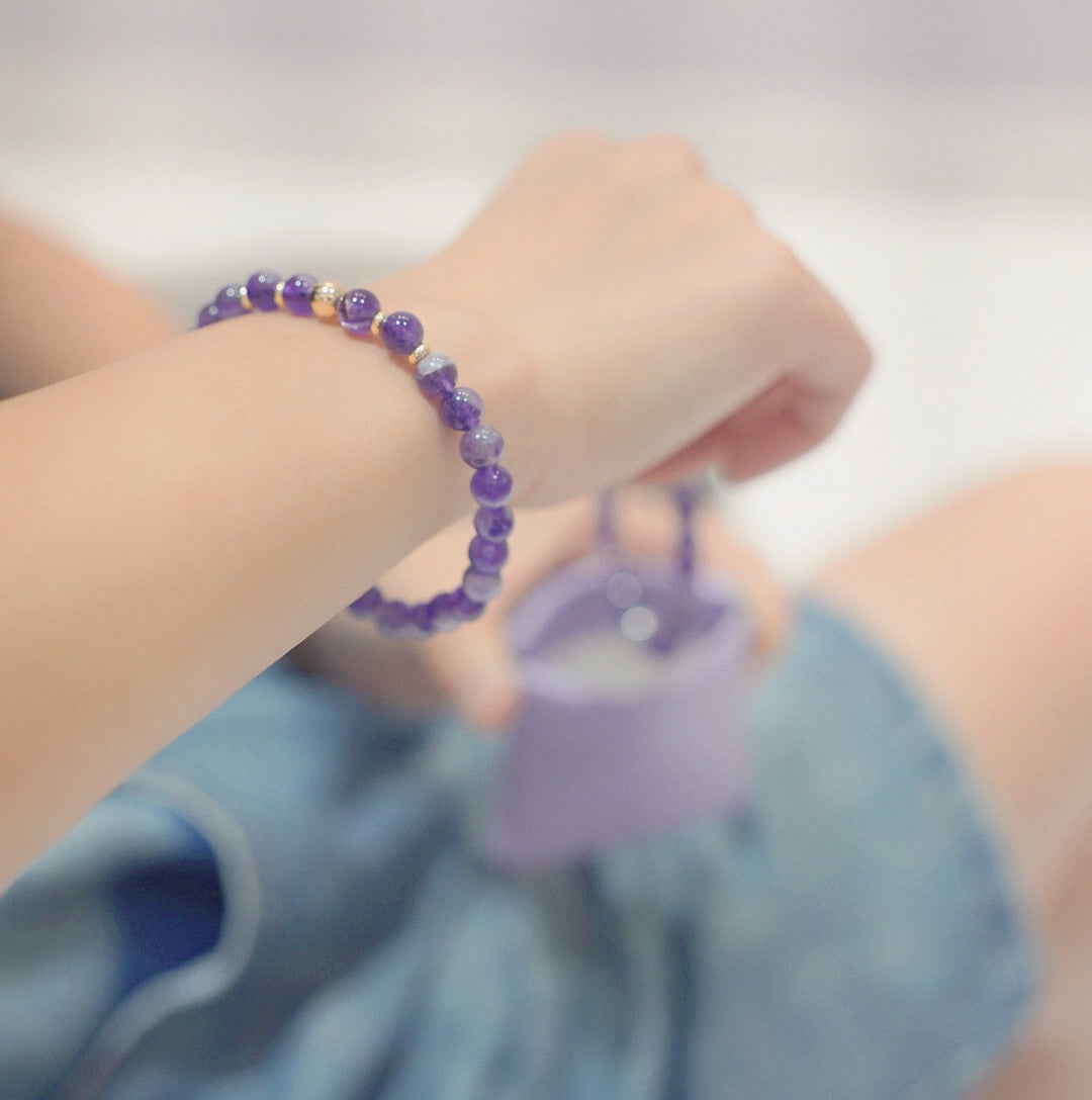 Chevron Amethyst Bead Bracelet, Gold-Filled or Sterling Silver – alternate view 4