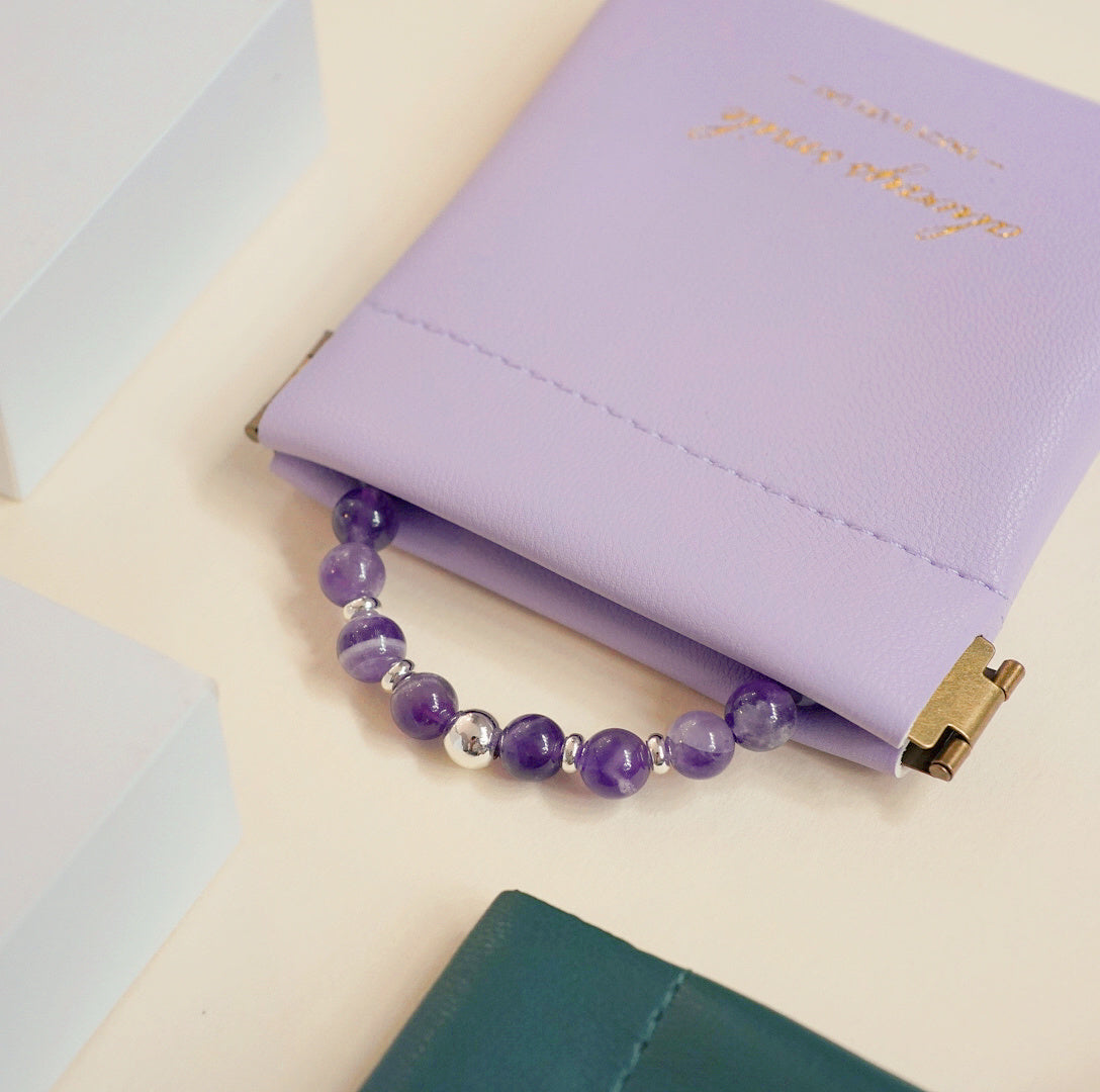 Chevron Amethyst Bead Bracelet, Gold-Filled or Sterling Silver – alternate view 2