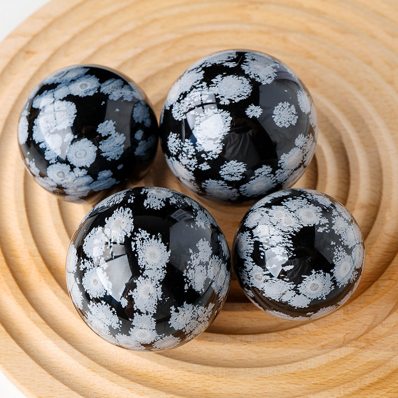 Snowflake Obsidian Sphere – Natural Black & White Crystal Ball product photo 3