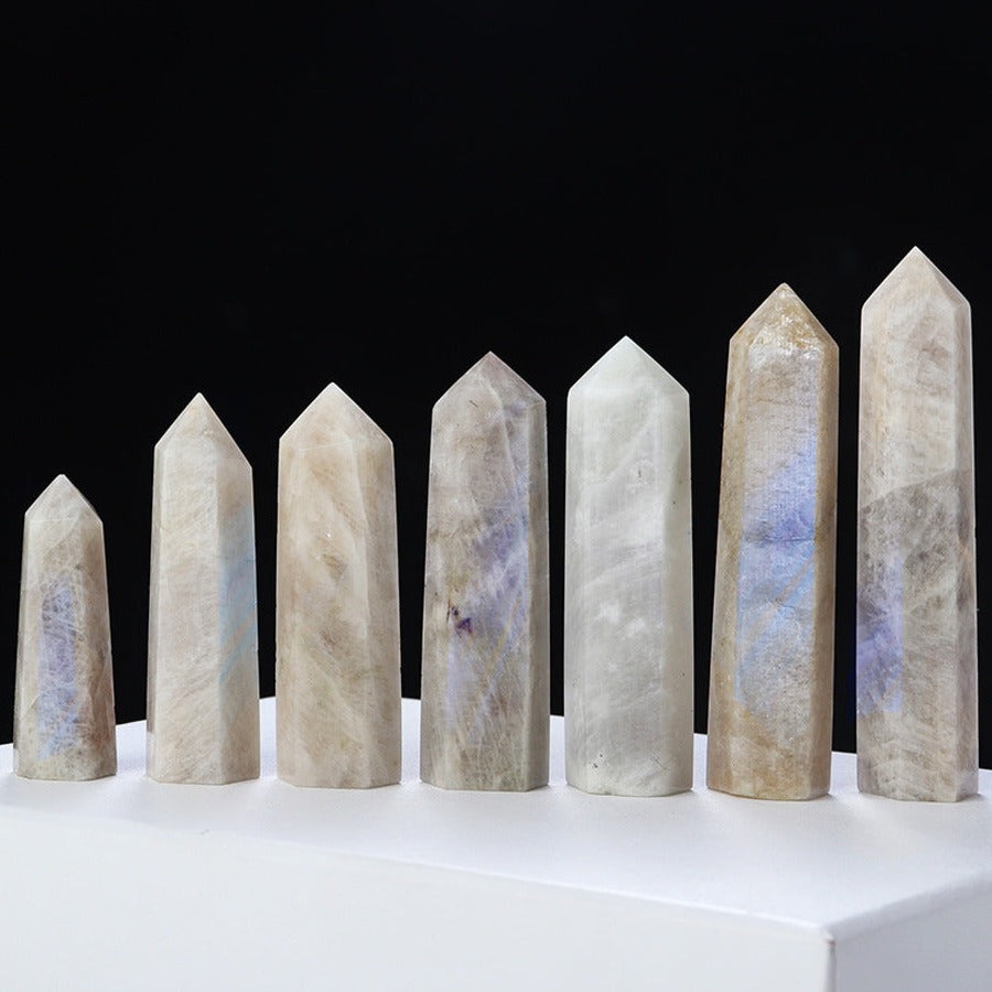 Blue Moonstone Tower – Natural White Crystal Point 6–7cm product photo 1