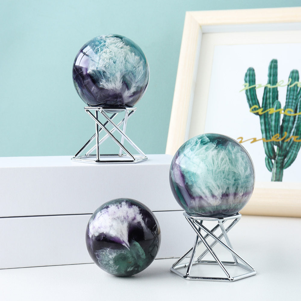 Feather Fluorite Sphere – Purple & Green Crystal Ball 4–5.5cm product photo 2