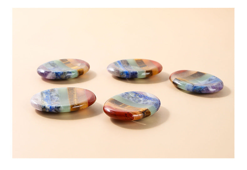7 Chakra Worry Stone | Mixed Natural Stone 34×44mm