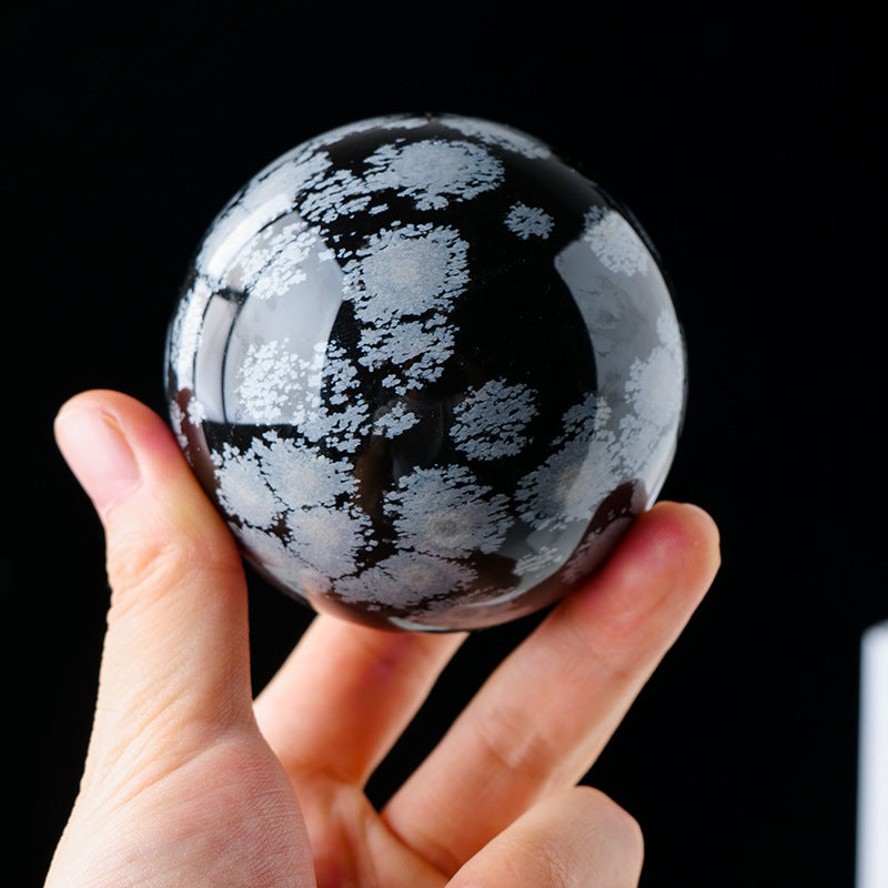 Snowflake Obsidian Sphere – Natural Black & White Crystal Ball product photo 1