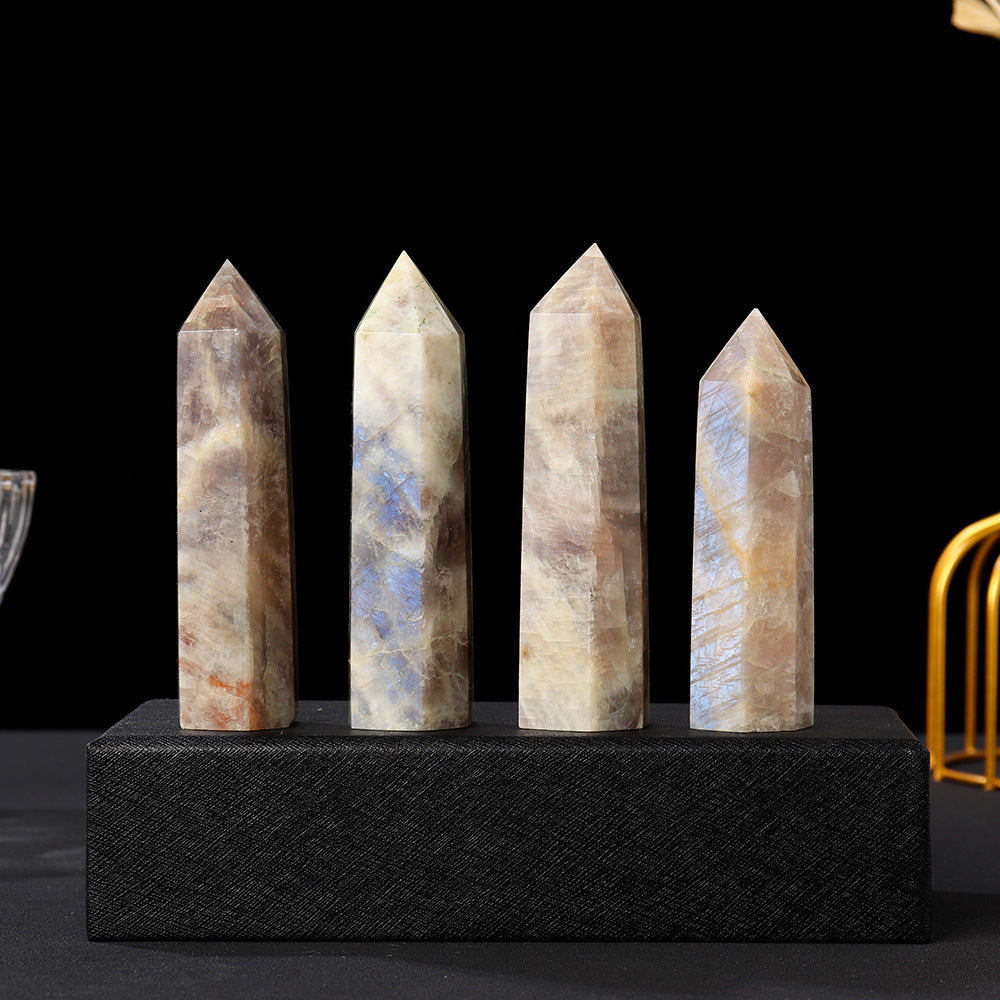 Blue Moonstone Tower – Natural White Crystal Point 6–7cm product photo 2