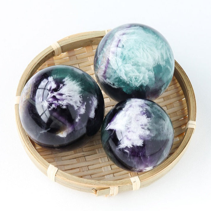 Feather Fluorite Sphere – Purple & Green Crystal Ball 4–5.5cm product photo 1