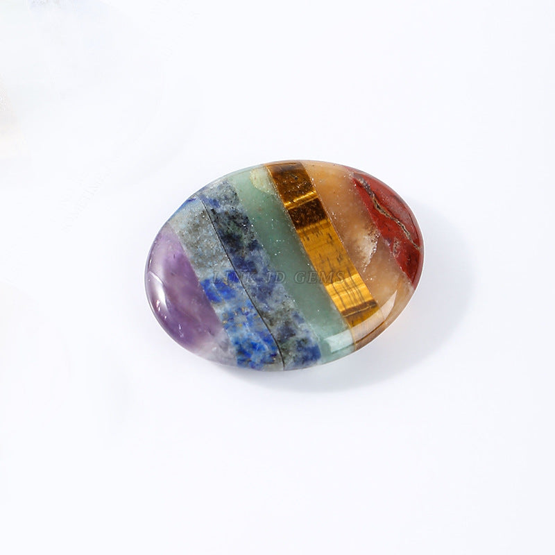 7 Chakra Worry Stone | Mixed Natural Stone 34×44mm