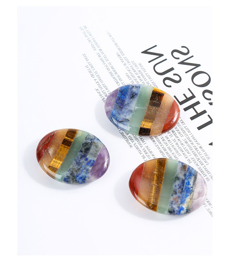 7 Chakra Worry Stone | Mixed Natural Stone 34×44mm