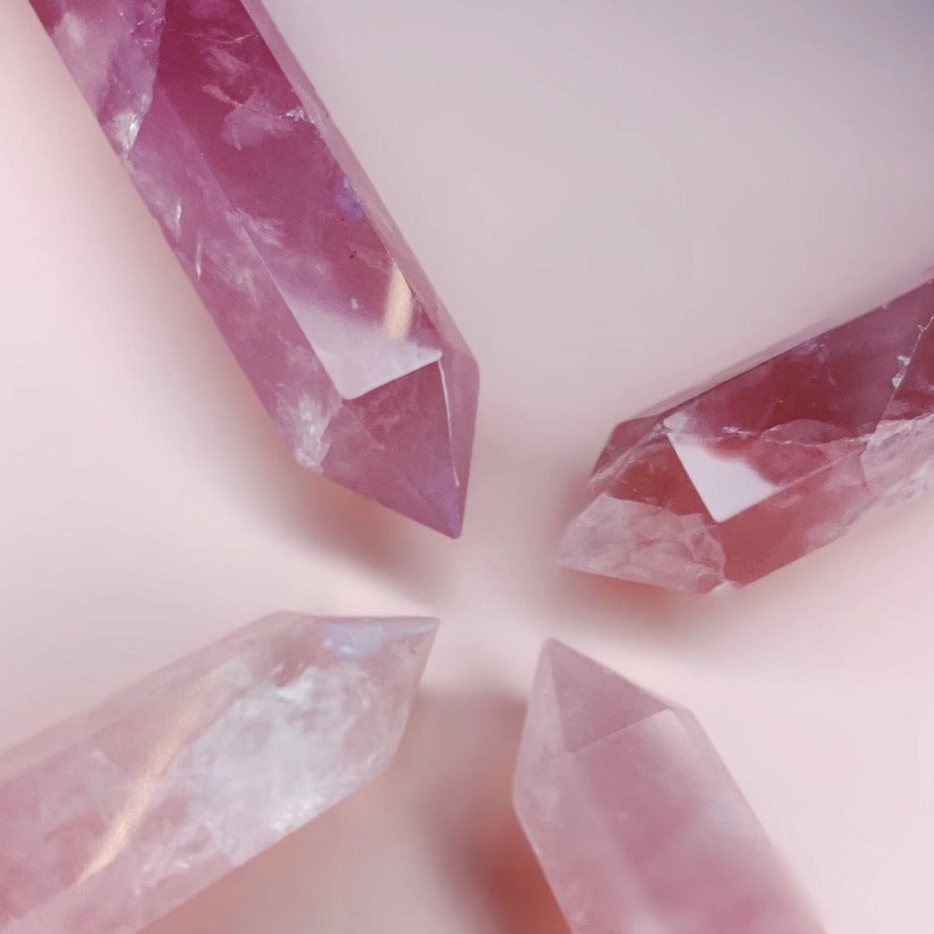 Natural Crystal Tower Point Rose Quartz