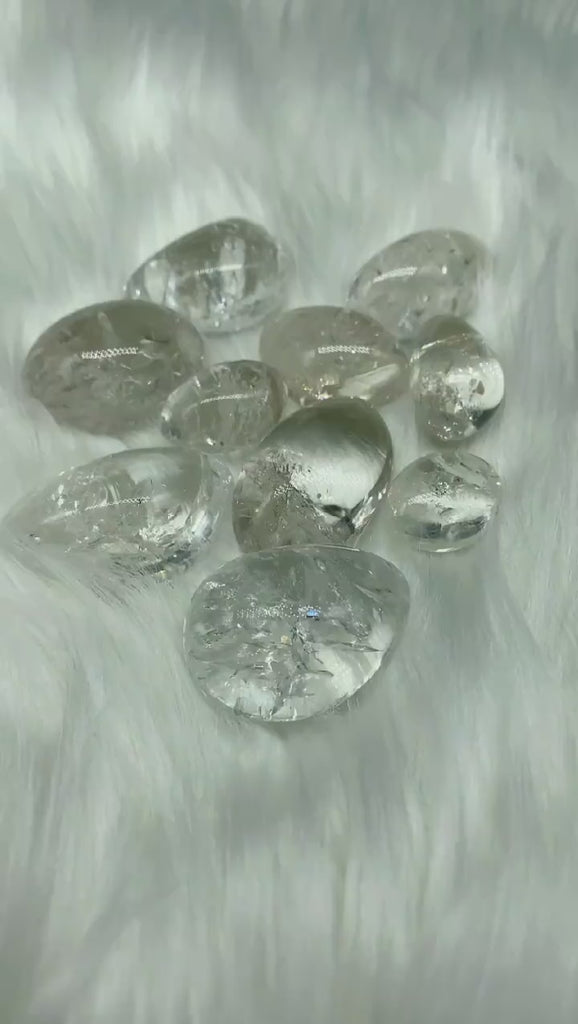 Rare White Azeztulite Quartz Tumble with Rainbow - Natural Crystal for Spiritual Healing