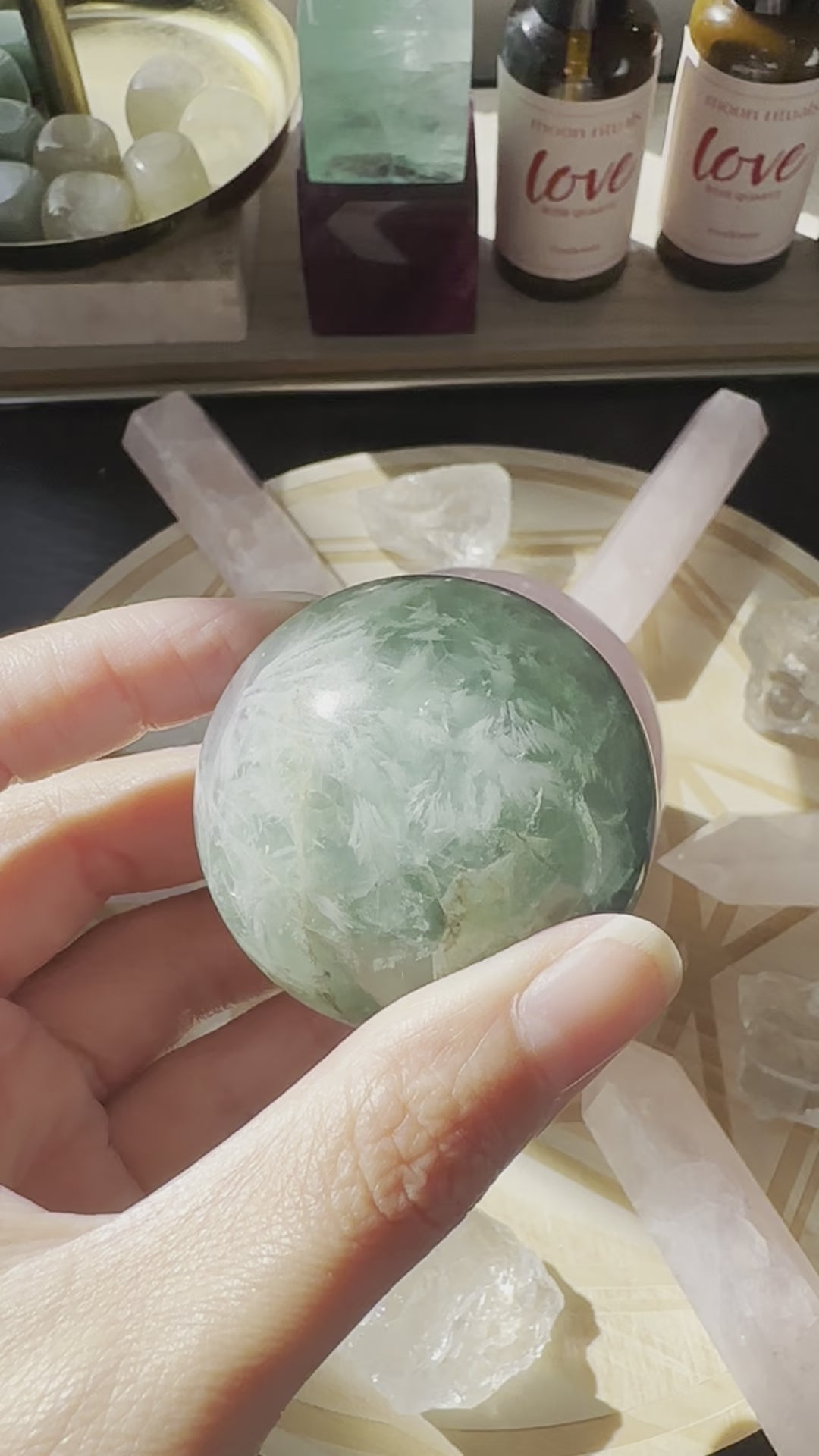 Feather Fluorite Sphere | Purple & Green Crystal Ball 4–5.5cm