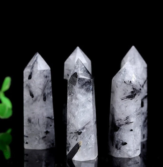 Black Rutilated Quartz Tower | Natural Crystal Point