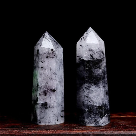 Black Rutilated Quartz Tower | Natural Crystal Point