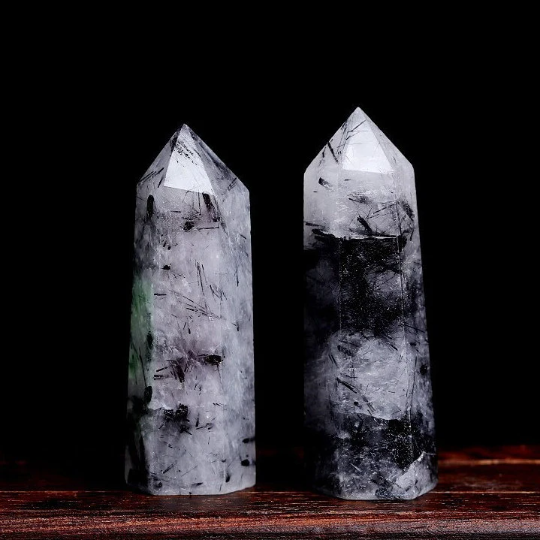 Black Quartz Rutilated Tower - Healing Crystal for Protection and Grounding