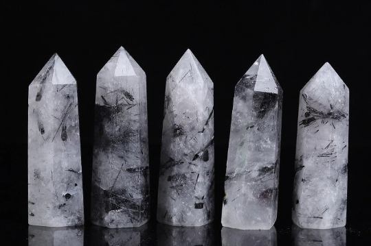 Black Rutilated Quartz Tower | Natural Crystal Point