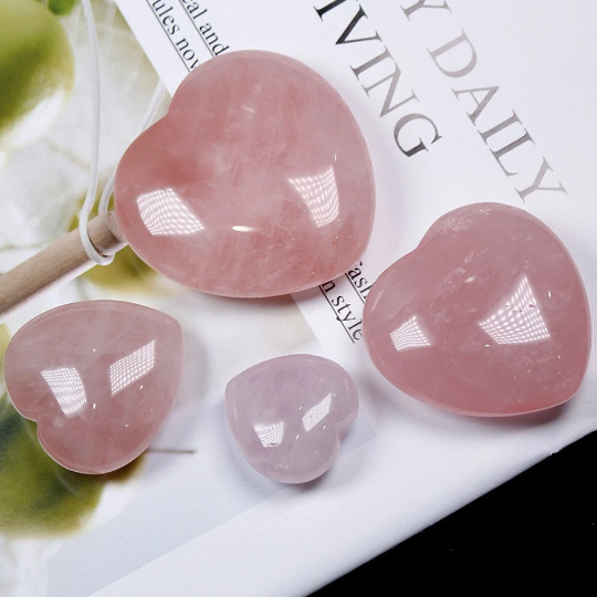 Puffy Natural Rose Quartz Heart - Healing Stone for Love and Self-Care