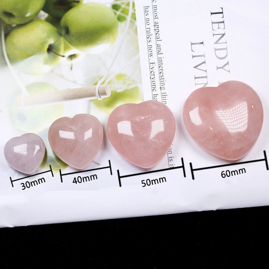 Polished Rose Quartz puffy heart crystal carving