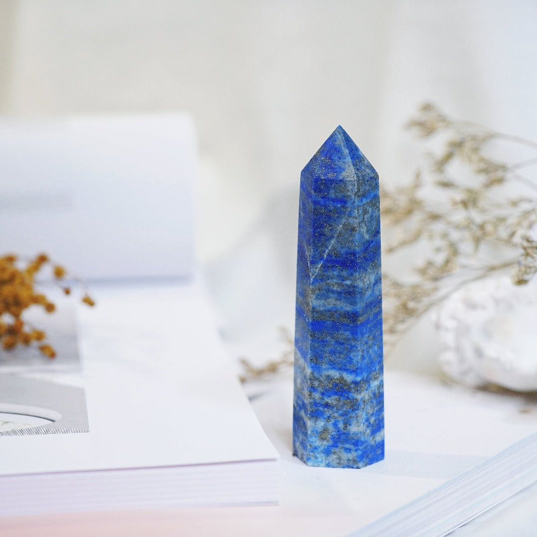 Natural Lapis Lazuli crystal tower alternate view with royal blue colour